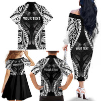 Personalised Remember Samoa Black Saturday Family Matching Off The Shoulder Long Sleeve Dress and Hawaiian Shirt Samoa Mo Samoa LT05 - Polynesian Pride