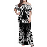 Personalised Remember Samoa Black Saturday Family Matching Off Shoulder Maxi Dress and Hawaiian Shirt Samoa Mo Samoa LT05 Mom's Dress Black - Polynesian Pride