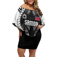 Personalised Remember Samoa Black Saturday Family Matching Off Shoulder Short Dress and Hawaiian Shirt Samoa Mo Samoa LT05 Mom's Dress Black - Polynesian Pride