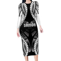Personalised Remember Samoa Black Saturday Long Sleeve Bodycon Dress Samoa Mo Samoa - Polynesian Pride