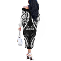 Personalised Remember Samoa Black Saturday Off The Shoulder Long Sleeve Dress Samoa Mo Samoa LT05 - Polynesian Pride