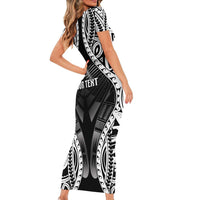 Personalised Remember Samoa Black Saturday Short Sleeve Bodycon Dress Samoa Mo Samoa LT05 - Polynesian Pride