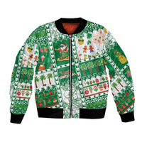 Norfolk Island Christmas Bomber Jacket Festive Beach Vibes LT05 Unisex Green - Polynesian Pride