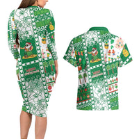 Norfolk Island Christmas Couples Matching Long Sleeve Bodycon Dress and Hawaiian Shirt Festive Beach Vibes - Polynesian Pride