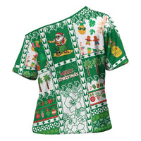 Norfolk Island Christmas Cross Shoulder Shirt Festive Beach Vibes LT05 - Polynesian Pride
