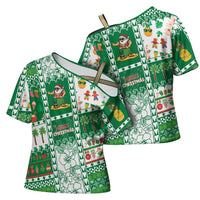 Norfolk Island Christmas Cross Shoulder Shirt Festive Beach Vibes LT05 - Polynesian Pride