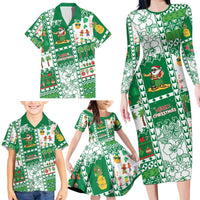 Norfolk Island Christmas Family Matching Long Sleeve Bodycon Dress and Hawaiian Shirt Festive Beach Vibes - Polynesian Pride