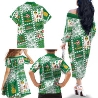 Norfolk Island Christmas Family Matching Off The Shoulder Long Sleeve Dress and Hawaiian Shirt Festive Beach Vibes - Polynesian Pride