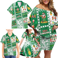 Norfolk Island Christmas Family Matching Off Shoulder Short Dress and Hawaiian Shirt Festive Beach Vibes - Polynesian Pride