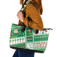 Norfolk Island Christmas Leather Tote Bag Festive Beach Vibes - Polynesian Pride