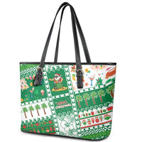 Norfolk Island Christmas Leather Tote Bag Festive Beach Vibes - Polynesian Pride