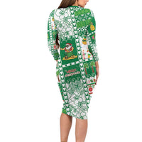 Norfolk Island Christmas Long Sleeve Bodycon Dress Festive Beach Vibes LT05 - Polynesian Pride