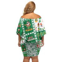 Norfolk Island Christmas Off Shoulder Short Dress Festive Beach Vibes - Polynesian Pride