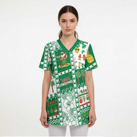 Norfolk Island Christmas Scrub Top Festive Beach Vibes - Polynesian Pride