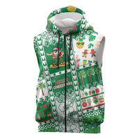 Norfolk Island Christmas Sleeveless Zip Hoodie Festive Beach Vibes LT05 Green - Polynesian Pride