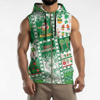 Norfolk Island Christmas Sleeveless Zip Hoodie Festive Beach Vibes LT05 - Polynesian Pride