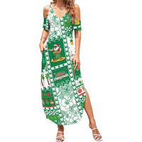 Norfolk Island Christmas Summer Maxi Dress Festive Beach Vibes LT05 Women Green - Polynesian Pride