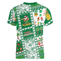 Norfolk Island Christmas Women V-Neck T-Shirt Festive Beach Vibes LT05 - Polynesian Pride