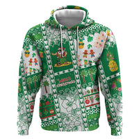 Norfolk Island Christmas Zip Hoodie Festive Beach Vibes LT05 Pullover Hoodie Green - Polynesian Pride