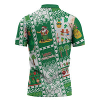 Norfolk Island Christmas Zipper Polo Shirt Festive Beach Vibes LT05 - Polynesian Pride