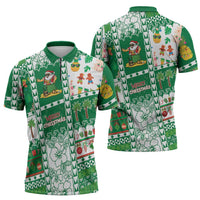 Norfolk Island Christmas Zipper Polo Shirt Festive Beach Vibes LT05 - Polynesian Pride