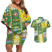 Pitcairn Islands Christmas Couples Matching Off Shoulder Short Dress and Hawaiian Shirt Festive Beach Vibes LT05 Colorful - Polynesian Pride