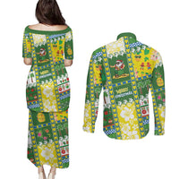 Pitcairn Islands Christmas Couples Matching Puletasi and Long Sleeve Button Shirt Festive Beach Vibes LT05 - Polynesian Pride