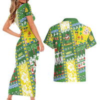 Pitcairn Islands Christmas Couples Matching Short Sleeve Bodycon Dress and Hawaiian Shirt Festive Beach Vibes - Polynesian Pride