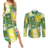 Pitcairn Islands Christmas Couples Matching Summer Maxi Dress and Long Sleeve Button Shirt Festive Beach Vibes LT05 Colorful - Polynesian Pride