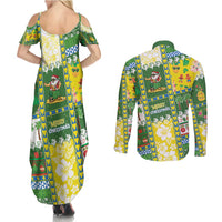 Pitcairn Islands Christmas Couples Matching Summer Maxi Dress and Long Sleeve Button Shirt Festive Beach Vibes - Polynesian Pride