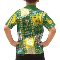 Pitcairn Islands Christmas Family Matching Off The Shoulder Long Sleeve Dress and Hawaiian Shirt Festive Beach Vibes - Polynesian Pride