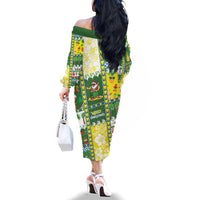 Pitcairn Islands Christmas Family Matching Off The Shoulder Long Sleeve Dress and Hawaiian Shirt Festive Beach Vibes - Polynesian Pride