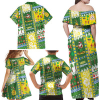 Pitcairn Islands Christmas Family Matching Off Shoulder Maxi Dress and Hawaiian Shirt Festive Beach Vibes - Polynesian Pride