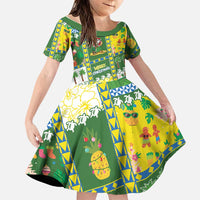 Pitcairn Islands Christmas Family Matching Off Shoulder Short Dress and Hawaiian Shirt Festive Beach Vibes - Polynesian Pride