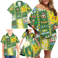 Pitcairn Islands Christmas Family Matching Off Shoulder Short Dress and Hawaiian Shirt Festive Beach Vibes - Polynesian Pride