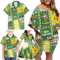 Pitcairn Islands Christmas Family Matching Off Shoulder Short Dress and Hawaiian Shirt Festive Beach Vibes - Polynesian Pride
