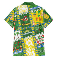 Pitcairn Islands Christmas Family Matching Off Shoulder Short Dress and Hawaiian Shirt Festive Beach Vibes - Polynesian Pride