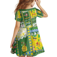 Pitcairn Islands Christmas Kid Short Sleeve Dress Festive Beach Vibes LT05 - Polynesian Pride