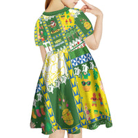 Pitcairn Islands Christmas Kid Short Sleeve Dress Festive Beach Vibes LT05 - Polynesian Pride