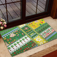 Pitcairn Islands Christmas Rubber Doormat Festive Beach Vibes - Polynesian Pride