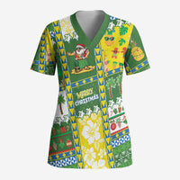 Pitcairn Islands Christmas Scrub Top Festive Beach Vibes - Polynesian Pride