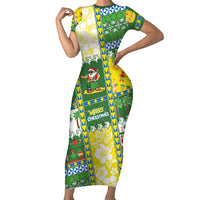 Pitcairn Islands Christmas Short Sleeve Bodycon Dress Festive Beach Vibes LT05 Long Dress Colorful - Polynesian Pride