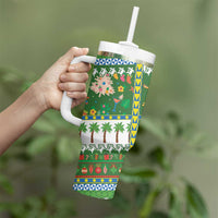 Pitcairn Islands Christmas Tumbler With Handle Festive Beach Vibes - Polynesian Pride