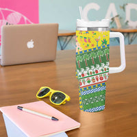 Pitcairn Islands Christmas Tumbler With Handle Festive Beach Vibes - Polynesian Pride