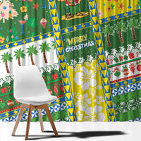 Pitcairn Islands Christmas Window Curtain Festive Beach Vibes - Polynesian Pride