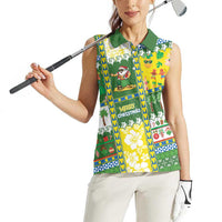 Pitcairn Islands Christmas Women Sleeveless Polo Shirt Festive Beach Vibes - Polynesian Pride