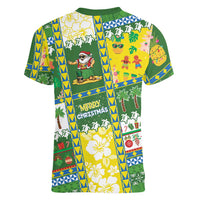 Pitcairn Islands Christmas Women V-Neck T-Shirt Festive Beach Vibes LT05 - Polynesian Pride