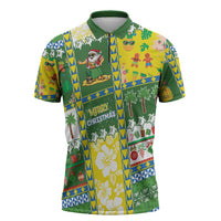 Pitcairn Islands Christmas Zipper Polo Shirt Festive Beach Vibes LT05 Colorful - Polynesian Pride