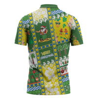 Pitcairn Islands Christmas Zipper Polo Shirt Festive Beach Vibes - Polynesian Pride