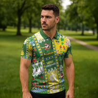 Pitcairn Islands Christmas Zipper Polo Shirt Festive Beach Vibes LT05 - Polynesian Pride